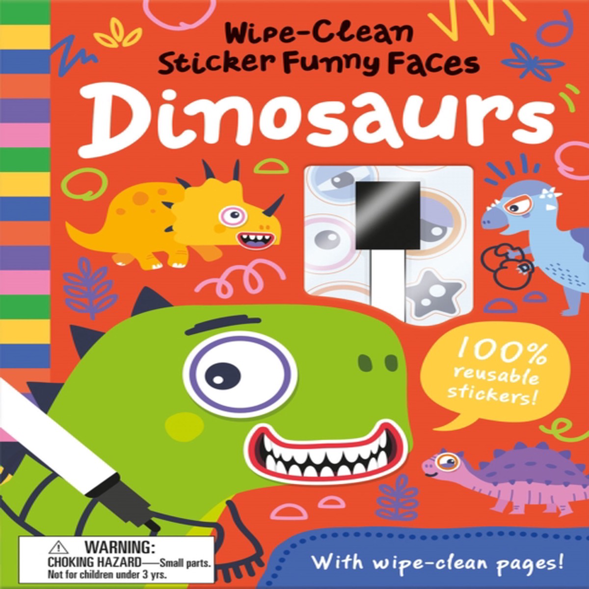 Wipe-Clean Sticker Funny Faces Dinosaurs 9781835550373 Hardback